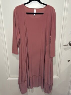 MarlaWynne Dusty Rose Long Sleeve Scoop Neck Dress
